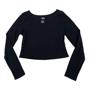 SO Size XL Black Scoop Neck Cropped Top Long Sleeve